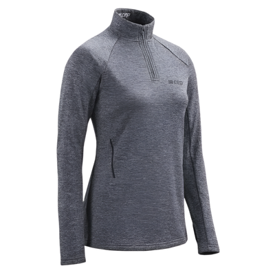 Winter Run Quarter Zip Pullover, Women, Black Melange, Front View