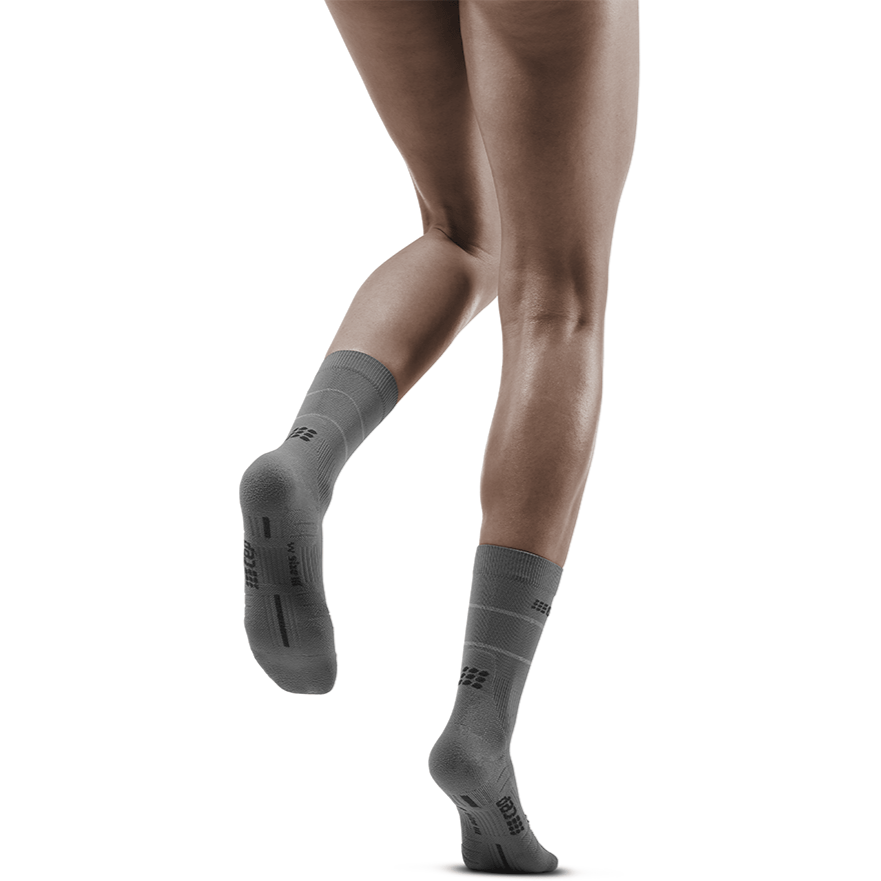 Ανακλαστικές Κάλτσες Συμπίεσης Μέσης Κοπής, Γυναικείες, Γκρι/Ασημί, Μοντέλο Πίσω Όψης