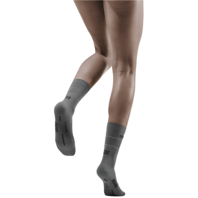 Reflective Mid Cut Compression Socks, Women, Grey/Silver, Back View Model