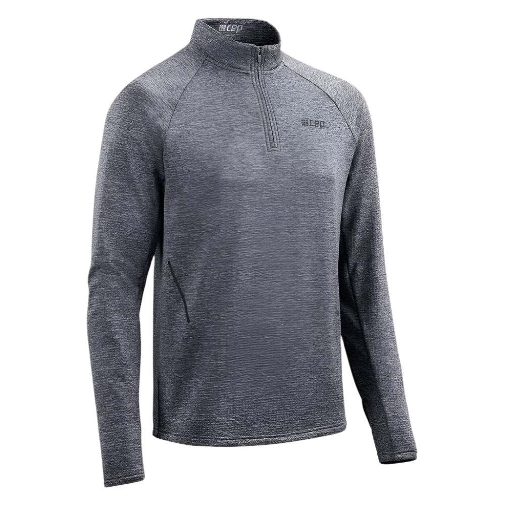 Winter Run Quarter Zip Pullover, Men, Black Melange Front View