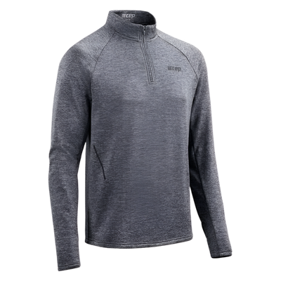 Winter Run Quarter Zip Pullover, Men, Black Melange Front View