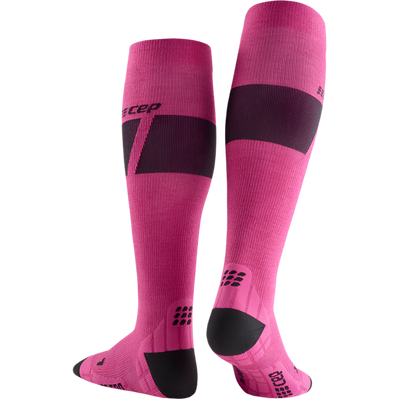 Ski Ultralight Tall Compression Socks, Women, Pink/Dark Grey, Back View