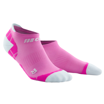 Ultralight No Show Compression Socks, Women, Electric Pink/Light Grey, Front View
