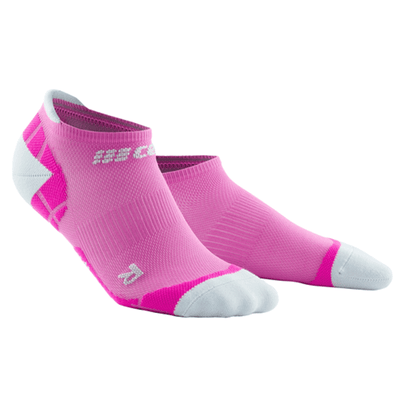 Ultralight No Show Compression Socks, Women, Electric Pink/Light Grey, Front View