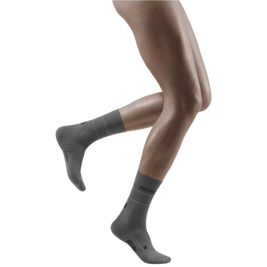 Reflective Mid Cut Compression Socks, Women, Grey/Silver