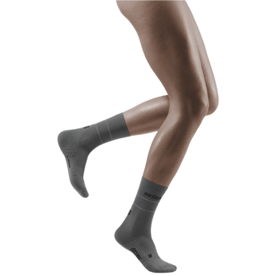 Reflective Mid Cut Compression Socks, Women, Grey/Silver