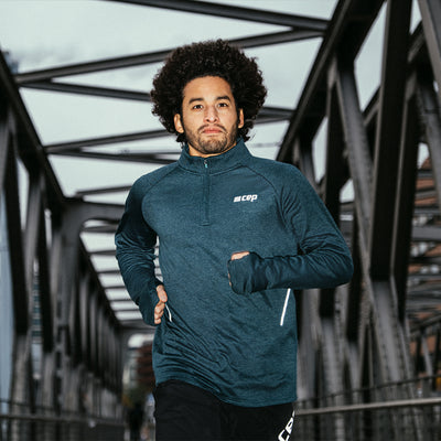 Winter Run Quarter Zip Pullover, Men, Black Melange, Lifestyle 3
