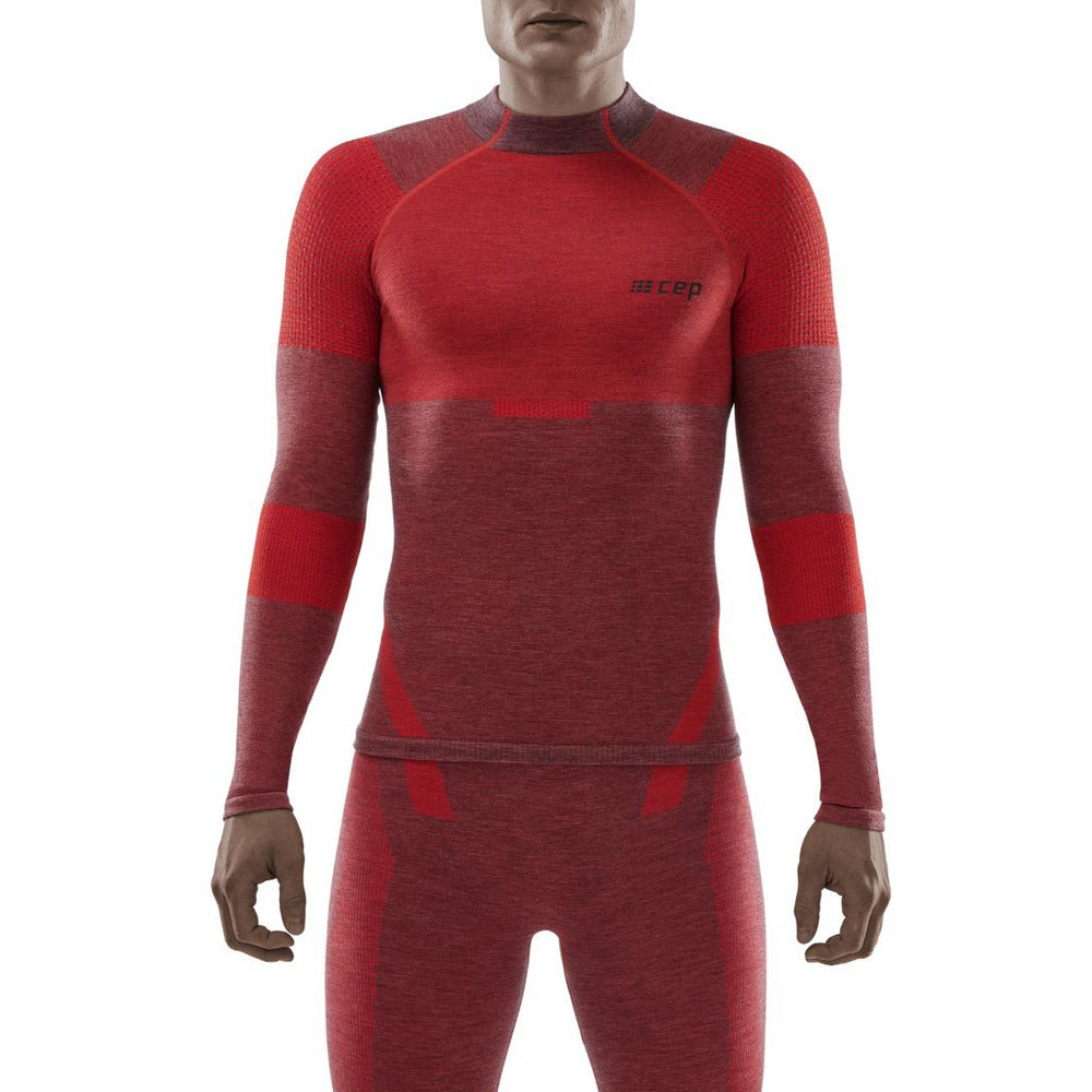 Camisa básica de esqui, masculina, vermelha - modelo de vista frontal