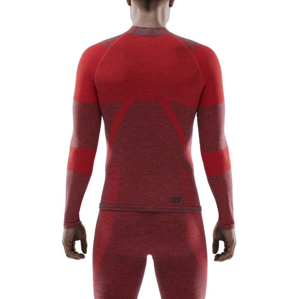Camiseta básica de esquí de travesía, hombre, roja - modelo vista trasera
