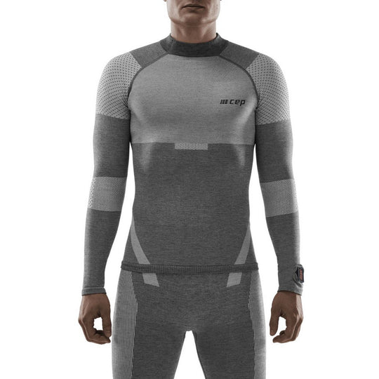 Camisa básica de esqui, masculina, cinza - modelo de vista frontal