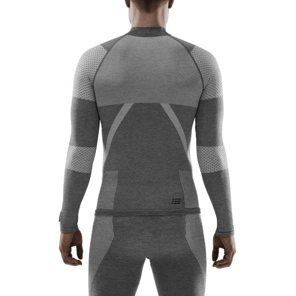 Camiseta básica de esquí de travesía, hombre, gris - modelo vista trasera