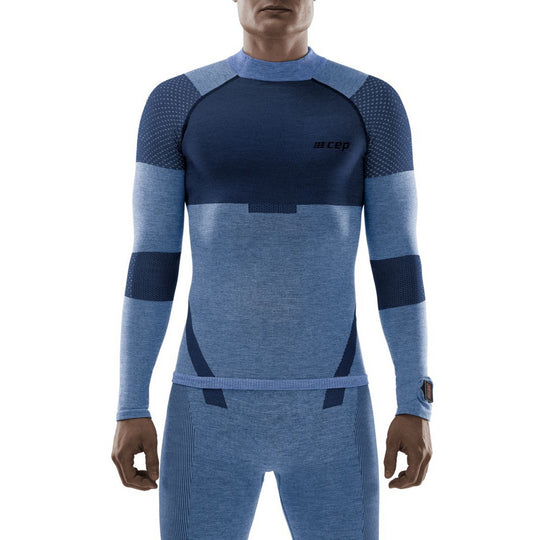 Camiseta básica de esquí de travesía, hombre, azul - modelo vista frontal