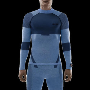 Ski Touring Base Shirt, Men, Blue - Front View Model