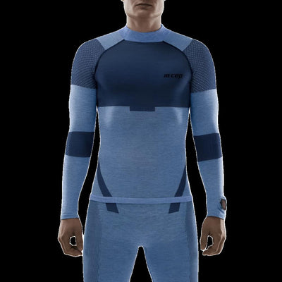 Ski Touring Base Shirt, Men, Blue - Front View Model