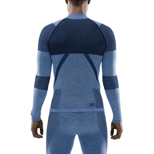 Camiseta básica de esquí de travesía, hombre, azul - modelo vista trasera