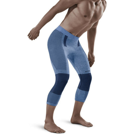 Meia-calça base 3/4 para esqui de fundo, homem, azul - modelo vista frontal