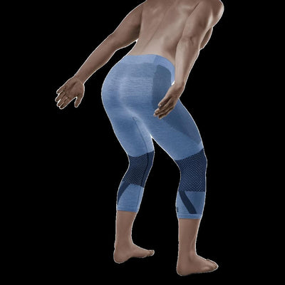 Ski Touring 3/4 Base Tights, Men, Blue - Back View Model