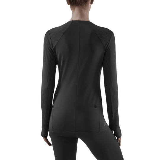 Camisa Para El Frío, Mujer, Negro, Modelo Vista De Espaldas