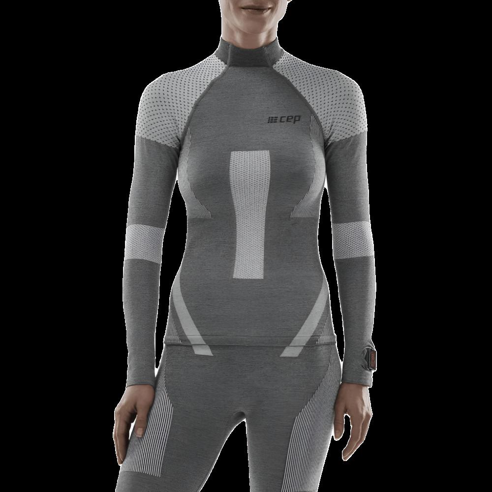 Ski Touring Base Shirt, Long Sleeve, Women, Grey - Front View Model