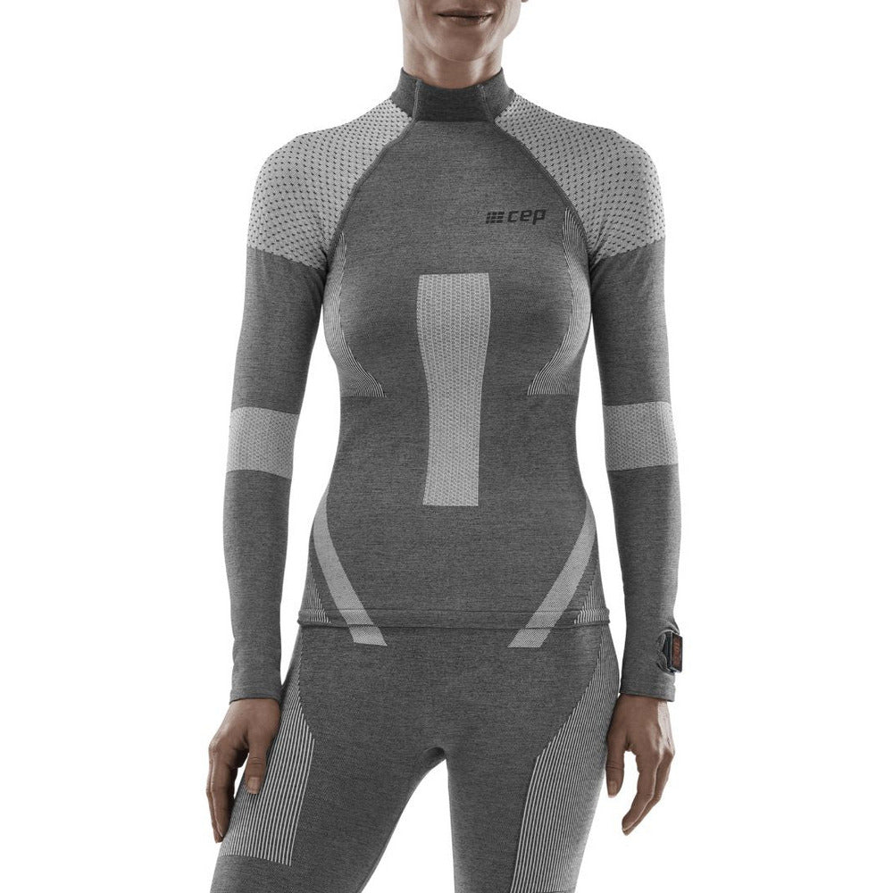Ski Touring Base Shirt, Long Sleeve, Women, Grey - Front View Model