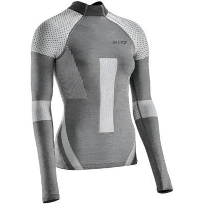 Ski Touring Base Shirt, Long Sleeve, Women, Grey - Front View