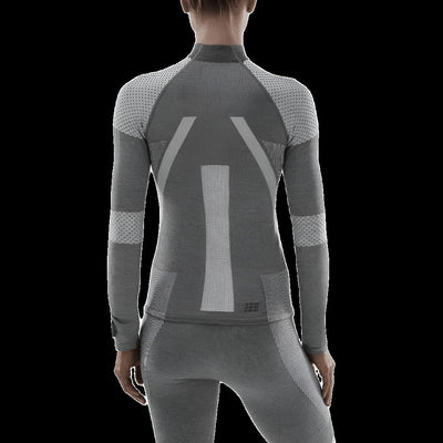 Ski Touring Base Shirt, Long Sleeve, Women, Grey - Back View Model