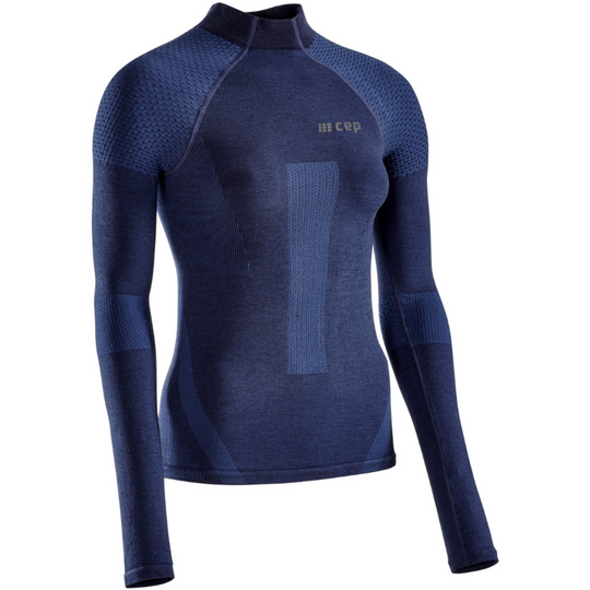 Camisa básica de esqui, manga comprida, mulher, azul - vista frontal
