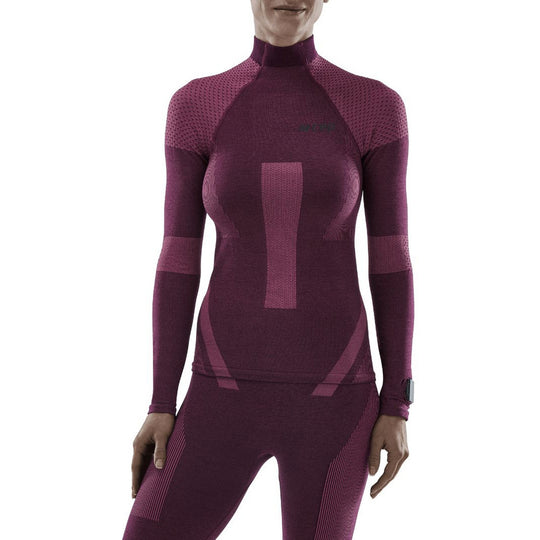 Ski Touring Base Shirt, Long Sleeve, Women, Violet - Front View Model