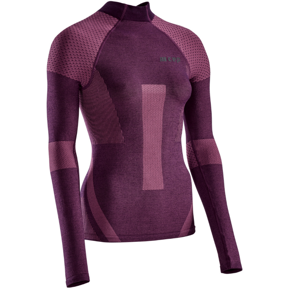 Camisa básica de esqui, manga longa, mulher, violeta - vista frontal