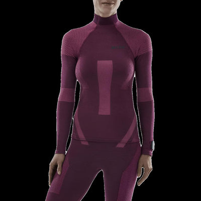 Ski Touring Base Shirt, Long Sleeve, Women, Violet - Front View Model