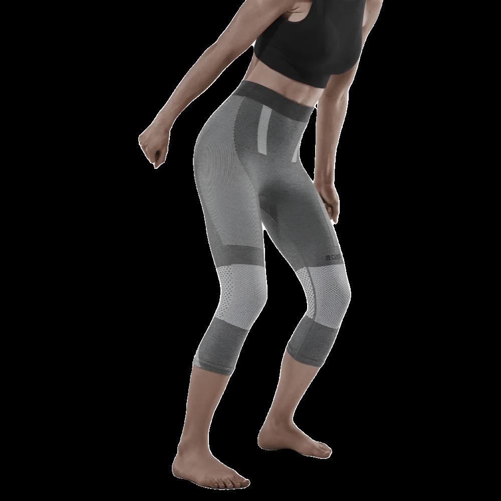 Ski Touring 3/4 Base Tights, Women, Grey - Front View Model