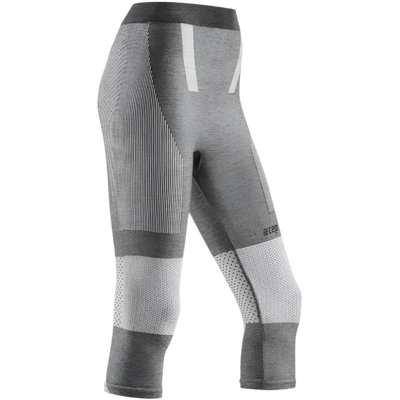 Ski Touring 3/4 Base Tights, Women, Grey - Front View