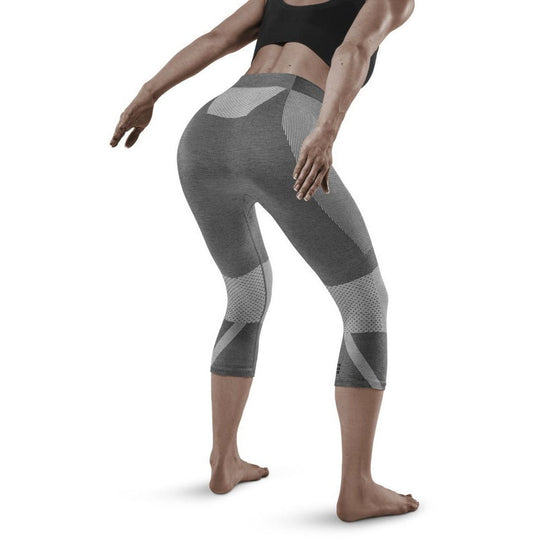Meia-calça base 3/4 para esqui de fundo, feminina, cinza - modelo com vista traseira