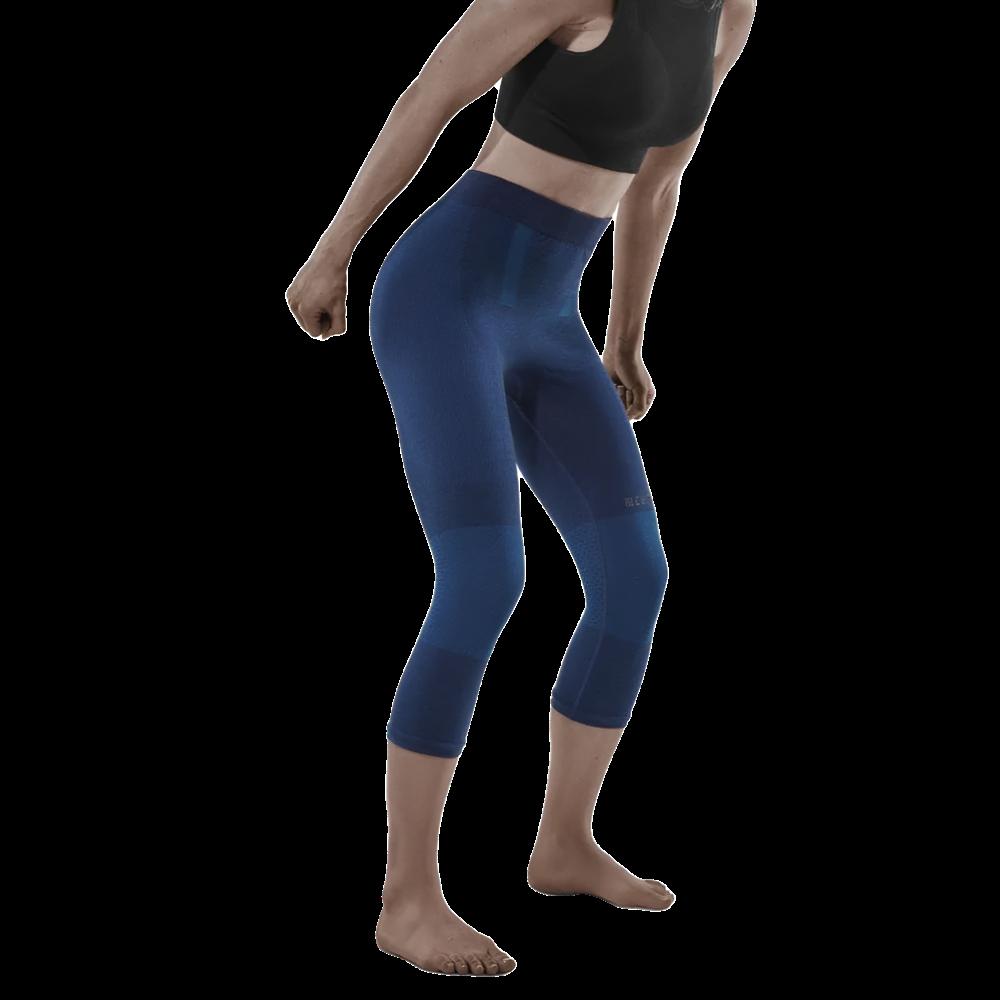 Ski Touring 3/4 Base Tights, Women, Blue - Front View Model