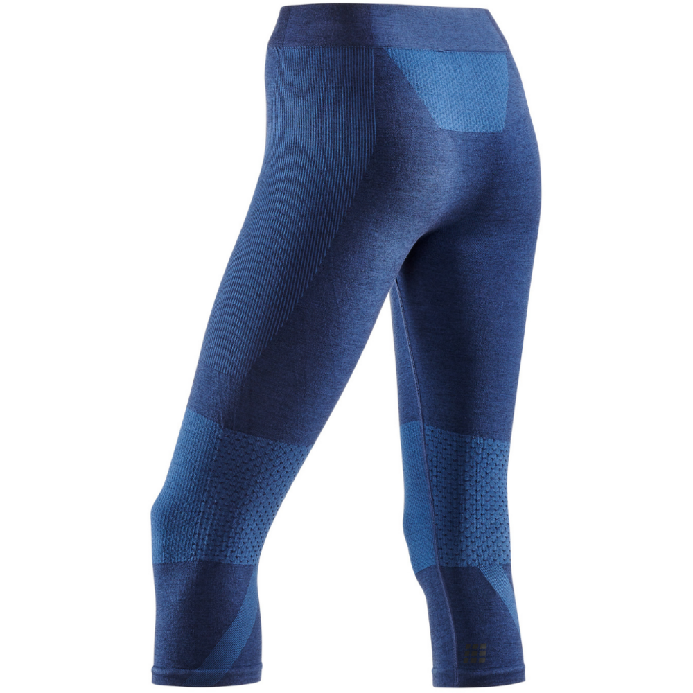 Meia-calça base 3/4 para esqui, mulher, azul - vista traseira