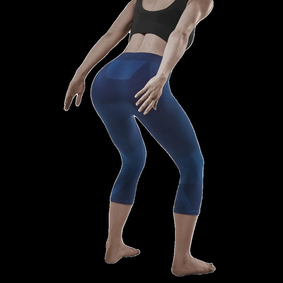 Ski Touring 3/4 Base Tights, Women, Blue - Back View Model