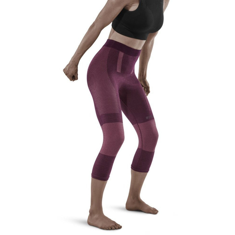 Meia-calça base 3/4 para esqui de fundo, mulher, violeta - modelo vista frontal