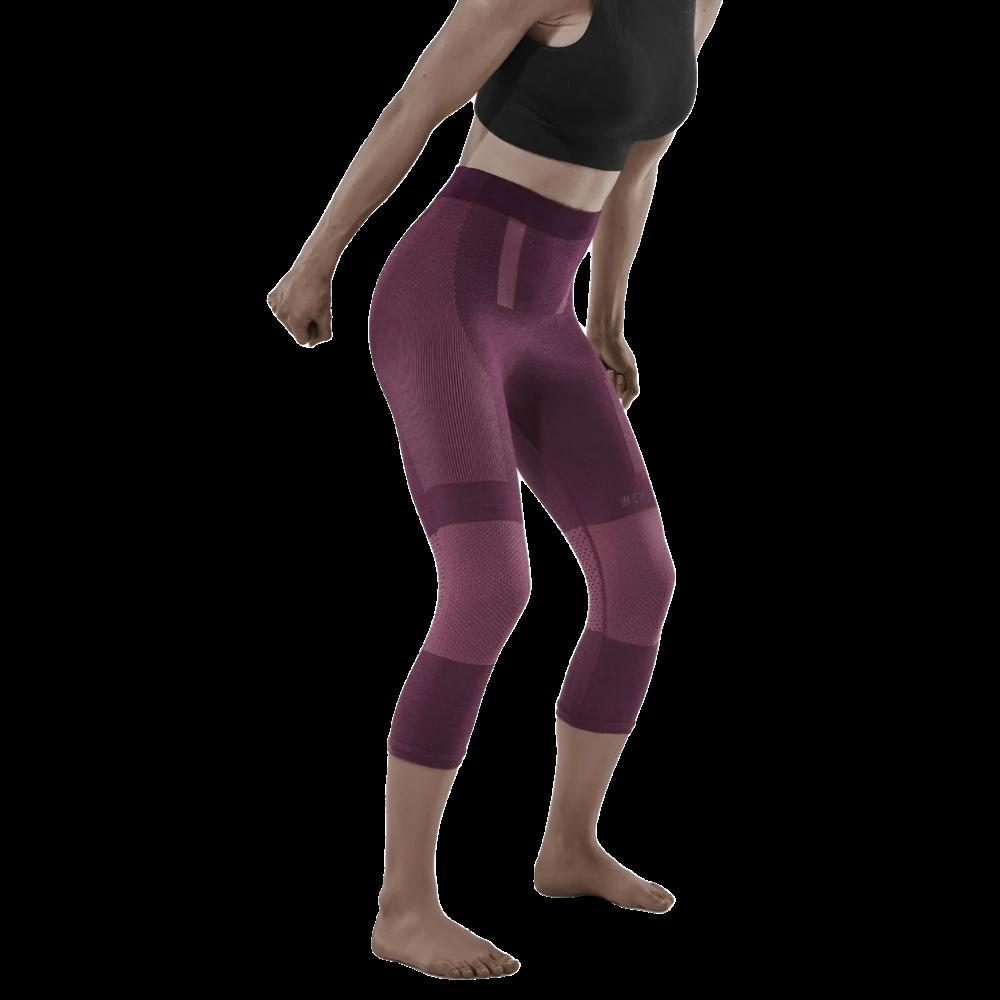 Ski Touring 3/4 Base Tights, Women, Violet - Front View Model