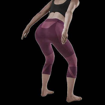 Ski Touring 3/4 Base Tights, Women, Violet - Back View Model