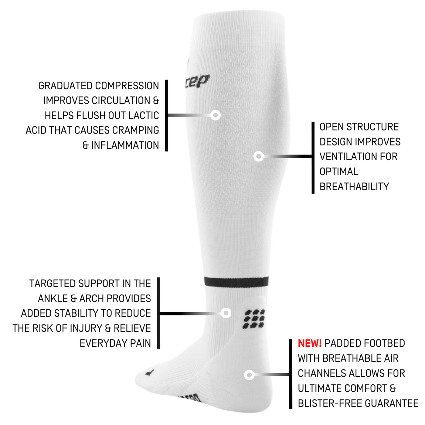 The Run Compression Tall Socks 4.0, Men, White, Detail