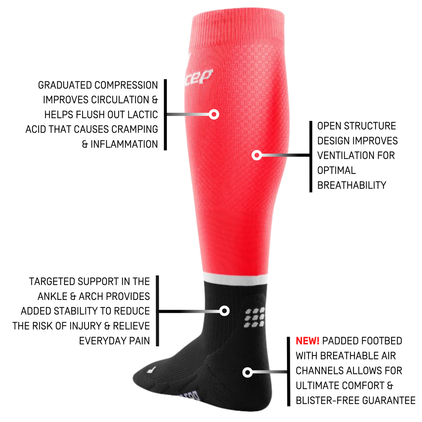 The Run Compression Tall Socks 4.0, Men, Pink/Black, Detail