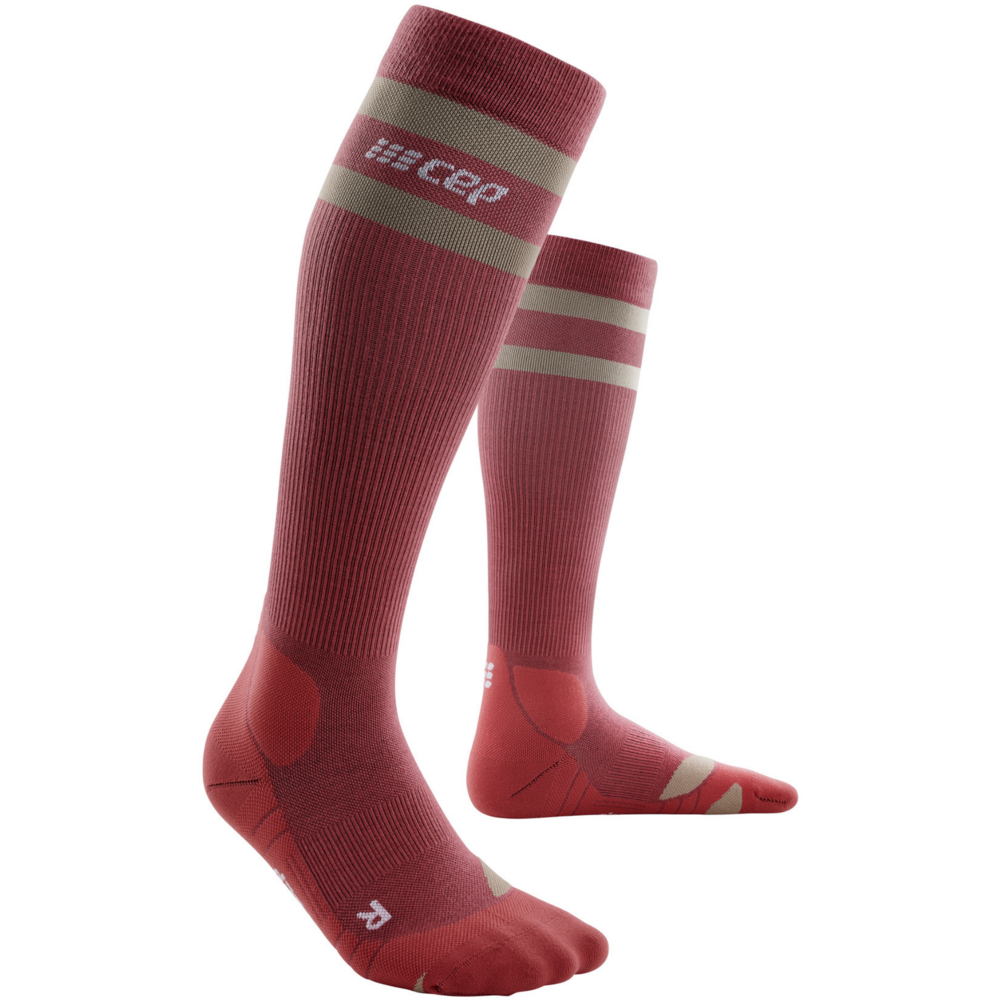 CEP Hiking 80's Socks, Tall, Men, Berry/Sand, Side View