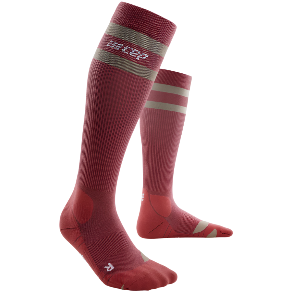 CEP Hiking 80's Socks, Tall, Men, Berry/Sand, Side View