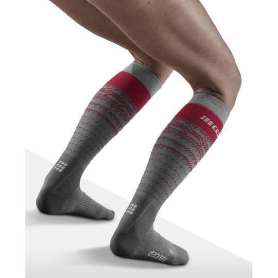 Ski Thermo Merino Socks, Women, Grey/Red - Back View Model