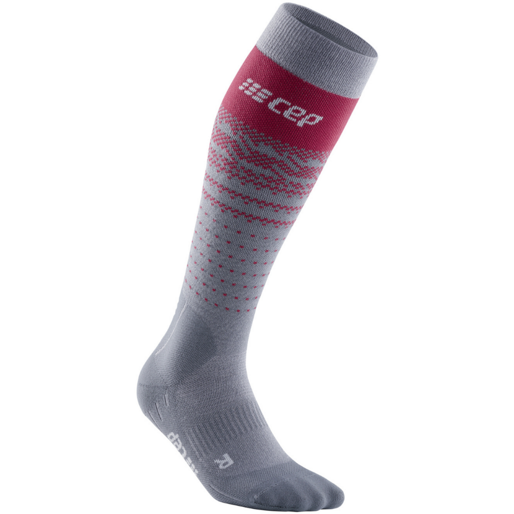 Κάλτσες Ski thermo Merino, γυναικείες, γκρι/κόκκινες - μπροστινή όψη