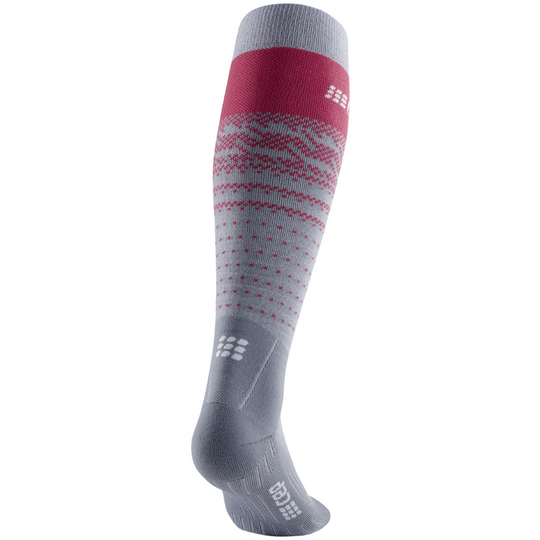 Κάλτσες Ski thermo Merino, γυναικείες, γκρι/κόκκινες - όψη πίσω