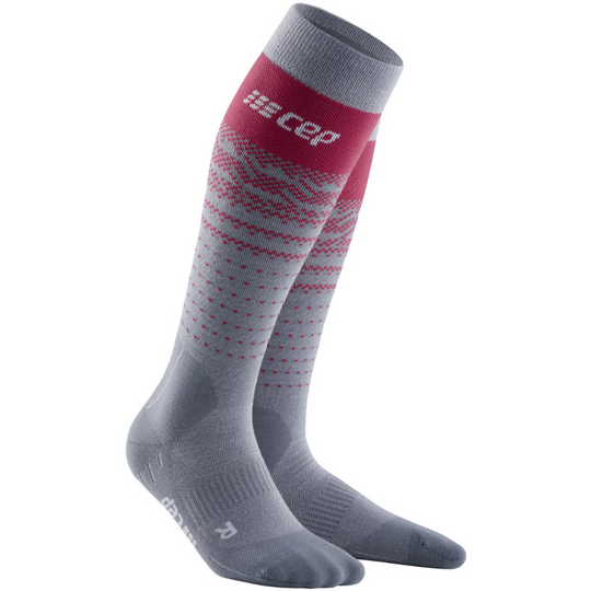 Ski Thermo Merino Socks, Women, Grey/Red - Side View