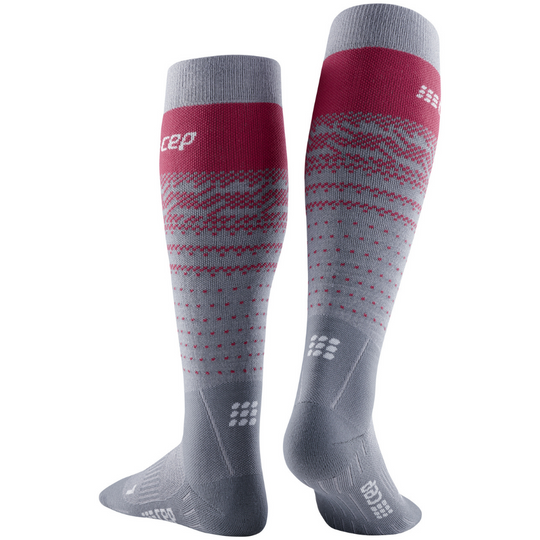 Ski Thermo Merino Socks, Women, Grey/Red - Rear View