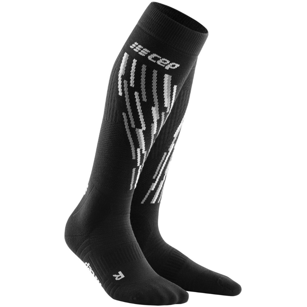 Κάλτσες Ski Thermo, Ανδρικές, Μαύρες/Ανθρακί - Μπροστινή Όψη