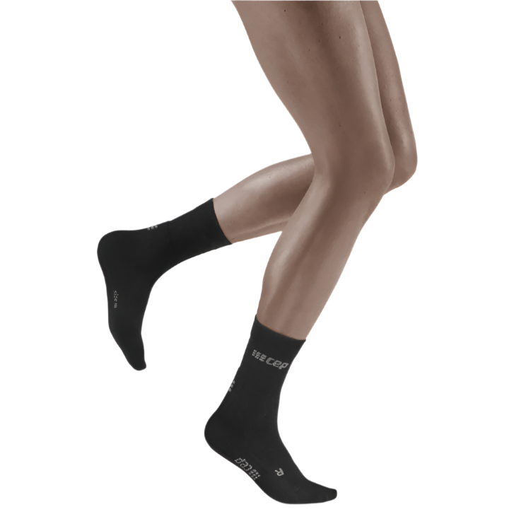 Cold Weather Mid-Cut Socks, Women, Black - Front View Model